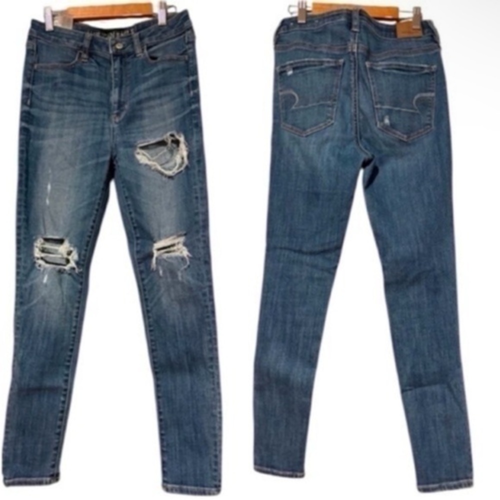 American Eagle Outfitters Ripped Blue Skinny Jeans
